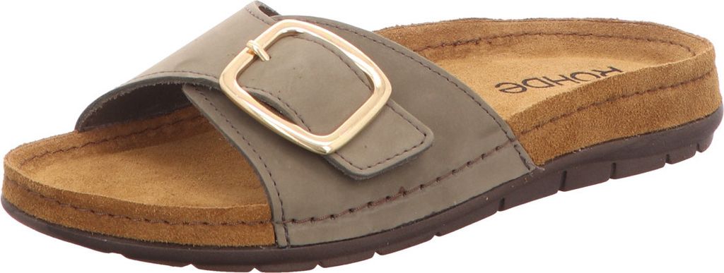 Mules Femme Rodigo-40 En Cuir Nubuck - Talon 4 Cm - Semelle Mémoire De Forme - Fermeture Velcro Réglable - Largeur Confort G