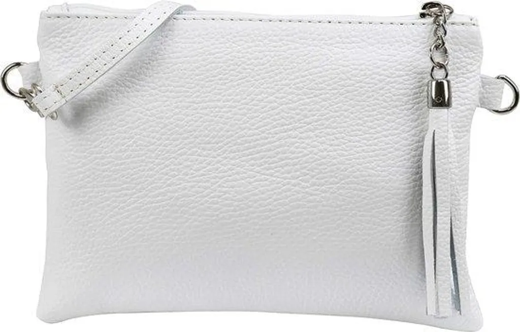 Petit sac à main en cuir véritable blanc 22 x 15 cm modèle classique