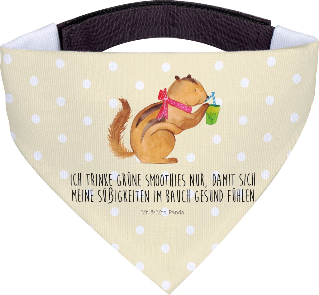 Mr. & Mrs. Panda Hunde Halstuch Eichhörnchen Smoothie - Gelb Pastell - Geschenk, Streifenhörnchen, Bandana, Tuch für, Green Smoothies, Lustige S...