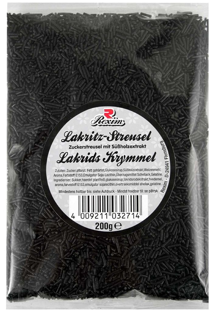 Rexim Lakritzstreusel schwarz 200 g Tüte Produktbild 