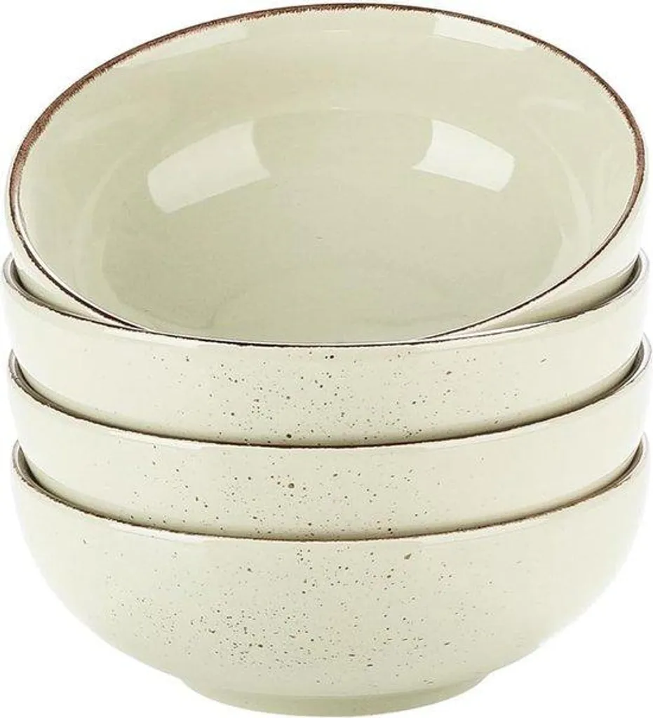 Bol de 800ml en Céramique Beige pour Ramen et Dessert - Set de 4 Pièces