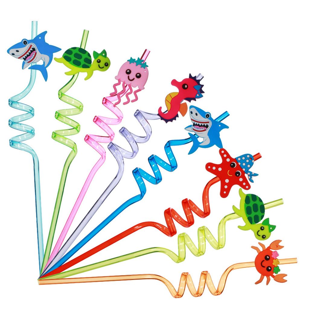 MHwan Dino Strohhalme 8er Set - Wiederverwendbare Kinderstrohhalme Für Dino-Partys