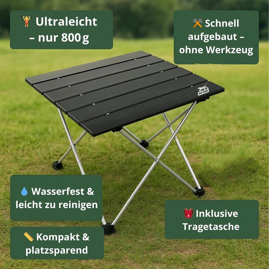 Faltbarer Campingtisch Aus Aluminium – Leicht, Wetterfest, Klappbar Für Picknick, Angeln, Wandern & Terrasse