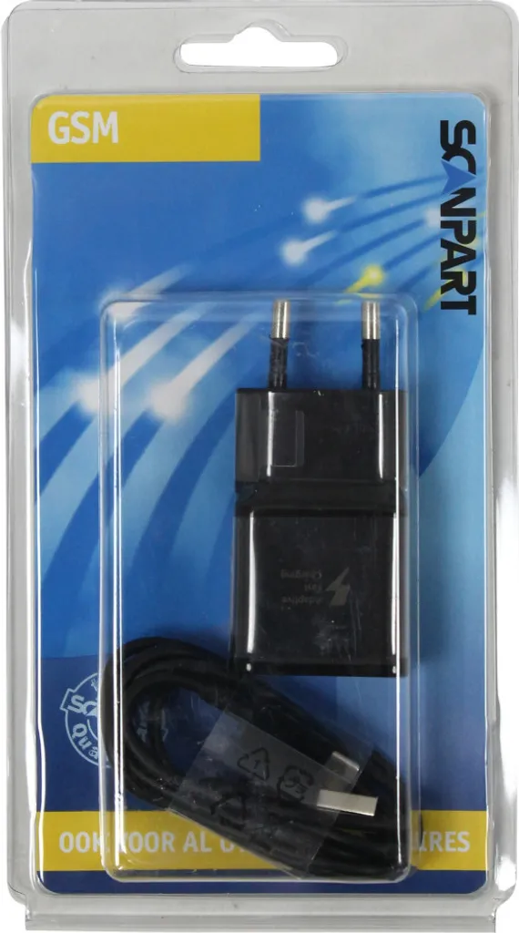 Câble USB-C de voyage Scanpart 2A noir pour voiture et bureau