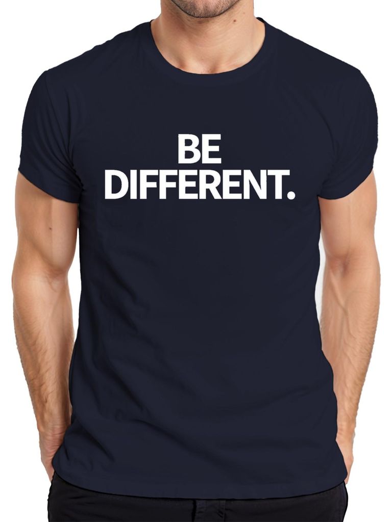 Be Different Statement weißer Text minimalistisch Geschenk Herren T-Shirt, Navy, XXL