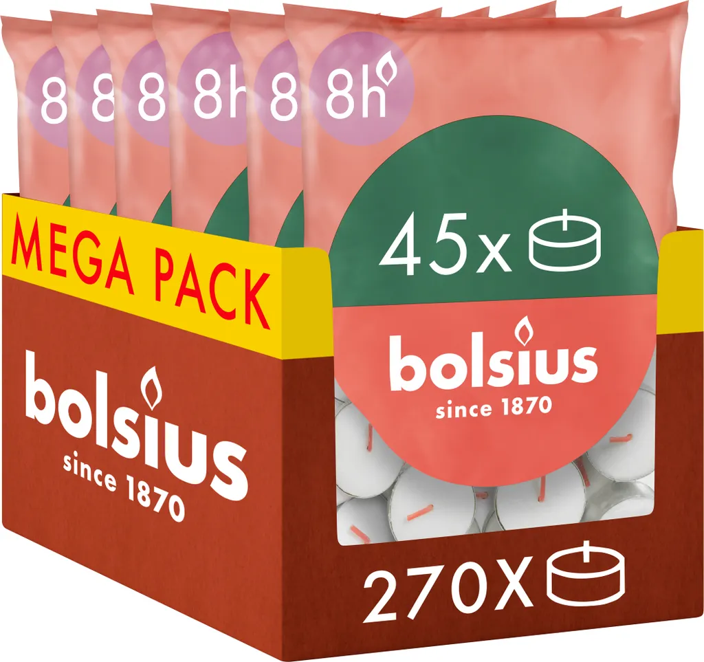 Bolsius 270 Lumini Tealight Professionali - 8 Ore di Calore e Luce