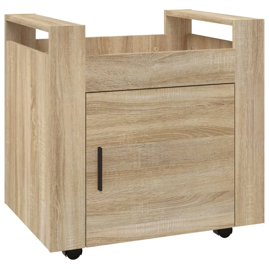 Support imprimante 60 cm chêne Sonoma - Chariot informatique avec étagères