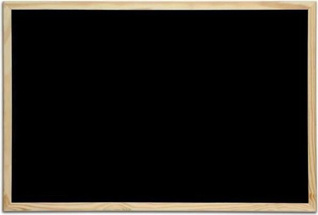 A black chalkboard with a wooden frame.