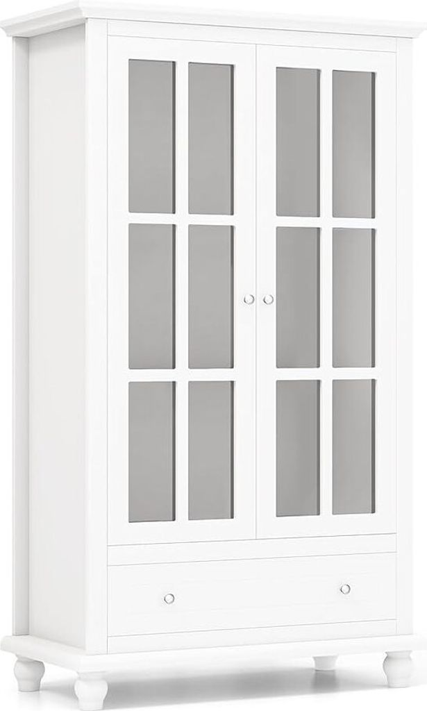 COSTWAY Bücherschrank, Vitrinenschrank mit Türen aus Produktbild 1