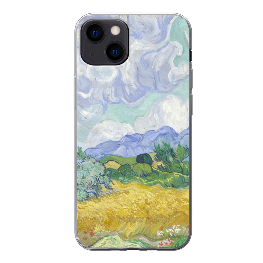 MuchoWow Handyhülle Schutzhülle Hülle für iPhone 13 Weizenfeld mit Zypressen - Vincent van Gogh Silikon Softcase Handy Hülle - Karteninhaber