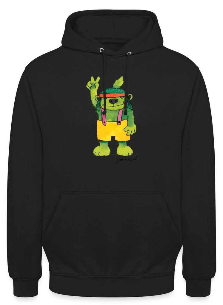 Spreadshirt Janosch Emil der Grünbar Peace Uni Hoodie, M, Schwarz