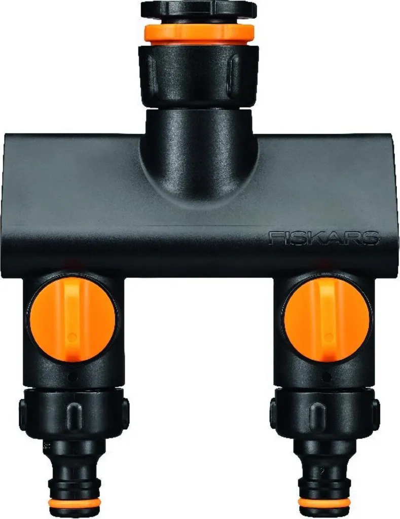 Sélecteur de robinet double sortie Fiskars Comfort pour tuyau d'arrosage