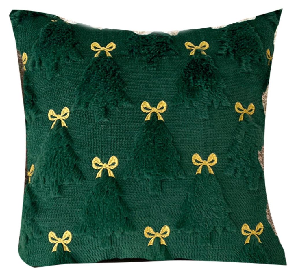Weihnachtlicher Plüschkissenbezug, 45 x 45 cm, dekorativer Kissenbezug für Sofa, Couch, Schlafzimmer, Wohnzimmer, festliche Dekoration