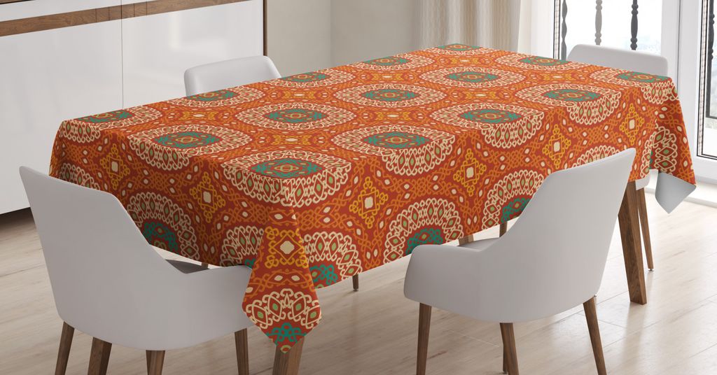 ABAKUHAUS Abstrakt Tischdecke, Muster in Erdtönen, Pflegeleicht Waschbar Schmutzabweisend und mit Klaren Farben Hochwertiger Druck, 140 x 200 cm, ...