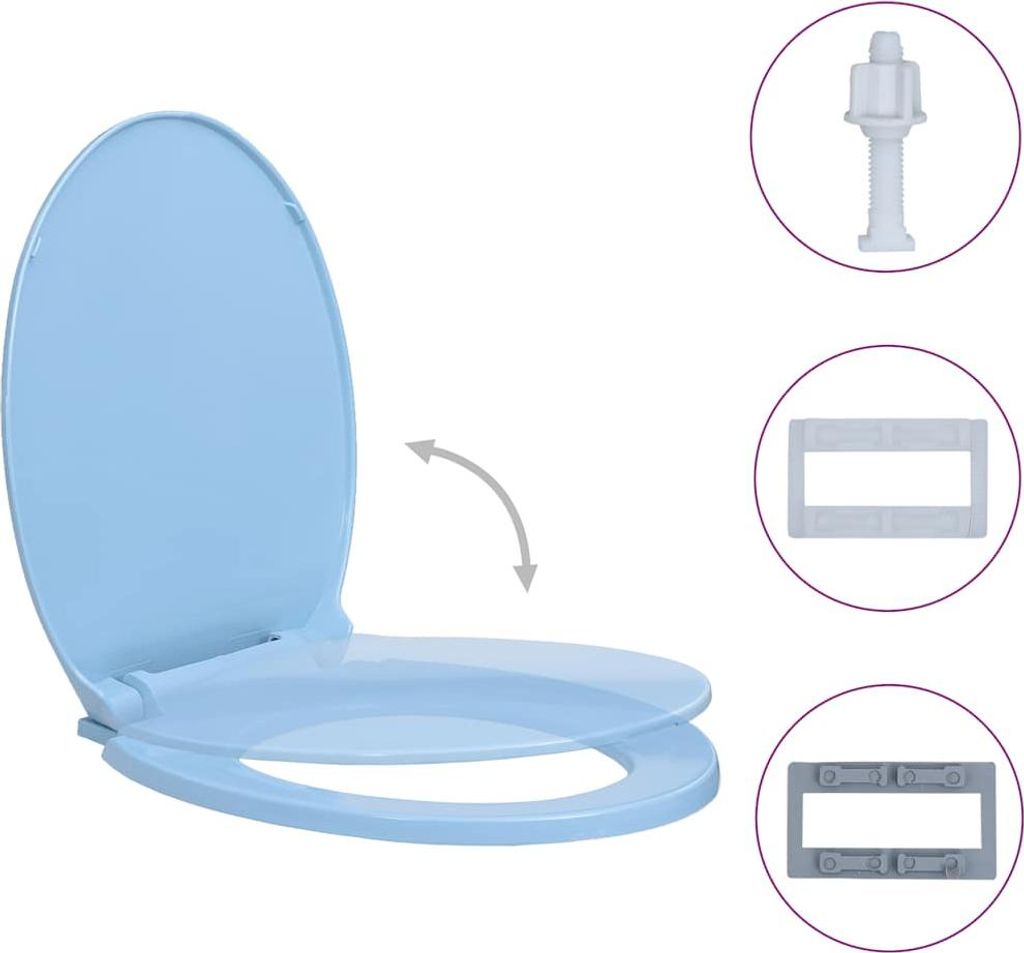 vidaXL Toaletní sedátko s měkkým zavíráním Blue Oval Obrázek produktu 