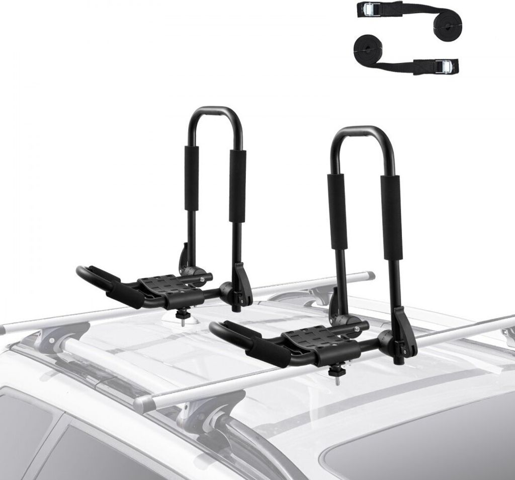 Kajak-Dachgepäckträger, 1 Paar J-Bar, Zusammenklappbarer Soft-Dachgepäckträger für Kajak, Surfbrett, Kanu, SUP, Skiboard, Montage an Auto, SUV...