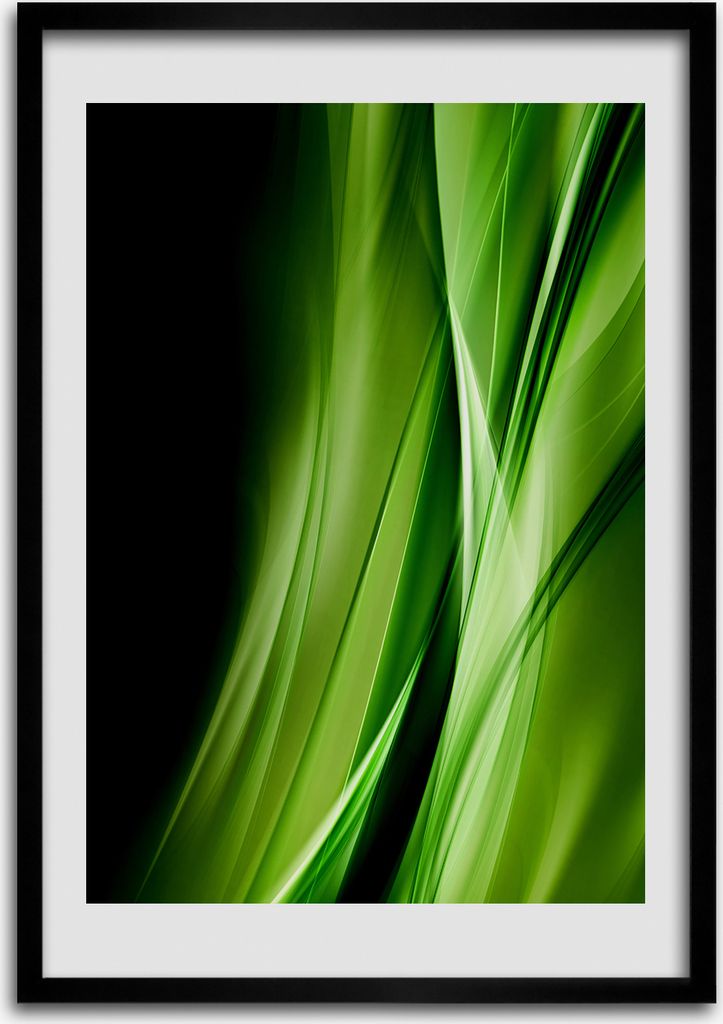 Bild - Bilderrahmen - 50 cm x 70 cm - MDF - Rahmen - Wandkunst Grüne Wellen Hintergrund