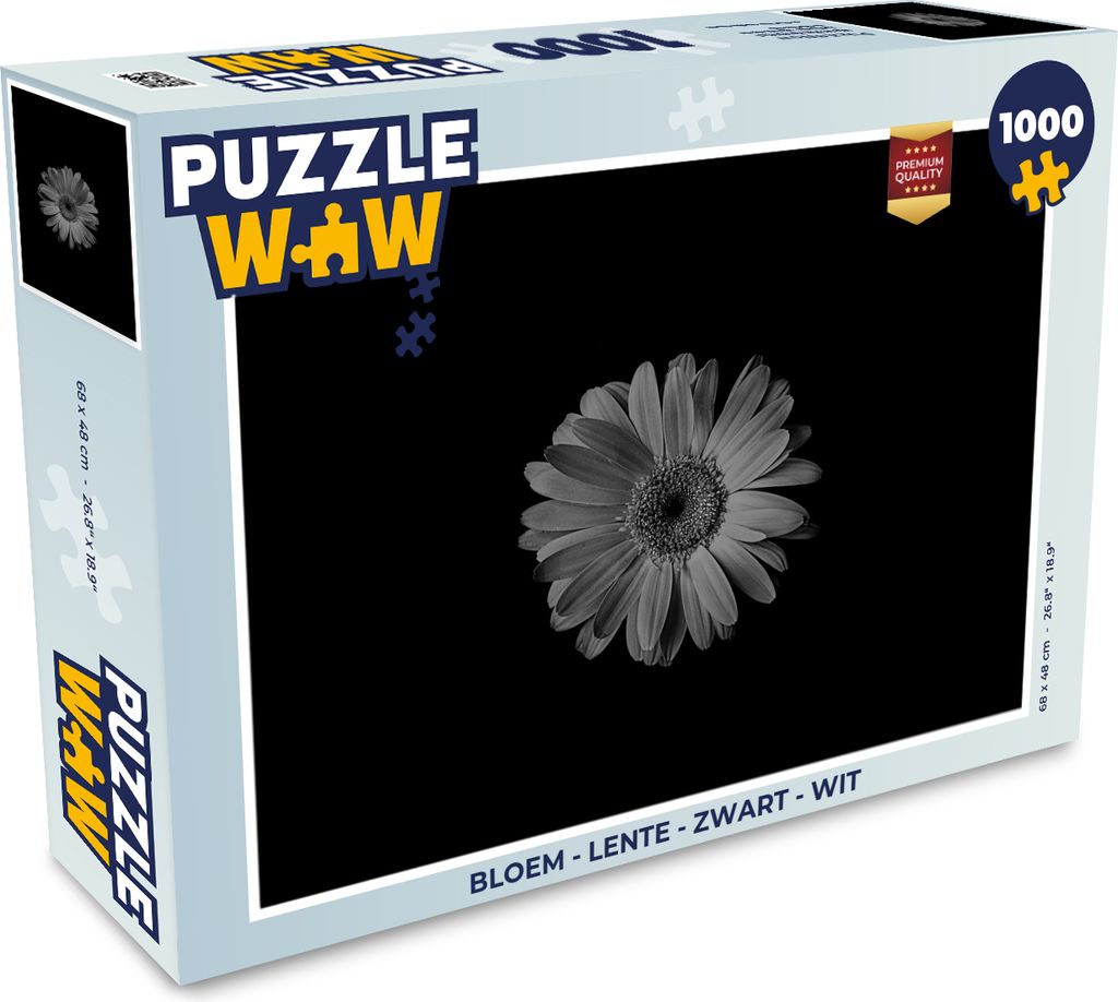 MuchoWow Puzzle 1000 Teile Blume - Frühling - Schwarz - Weiß - Erwachsene - Rätsel