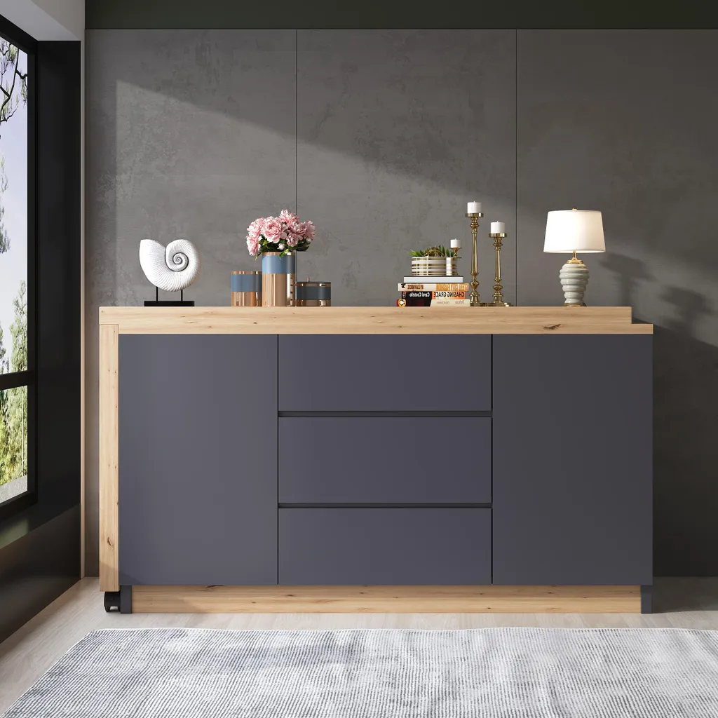 Table d'ordinateur d'angle pivotante avec commode de rangement gris