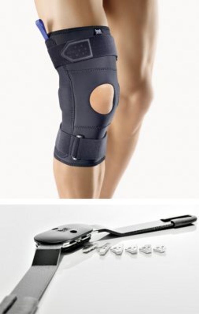 Bort Kniebandage Stabilo mit Gelenk, beidseitig tragbar silber>>>>Gr. 4+