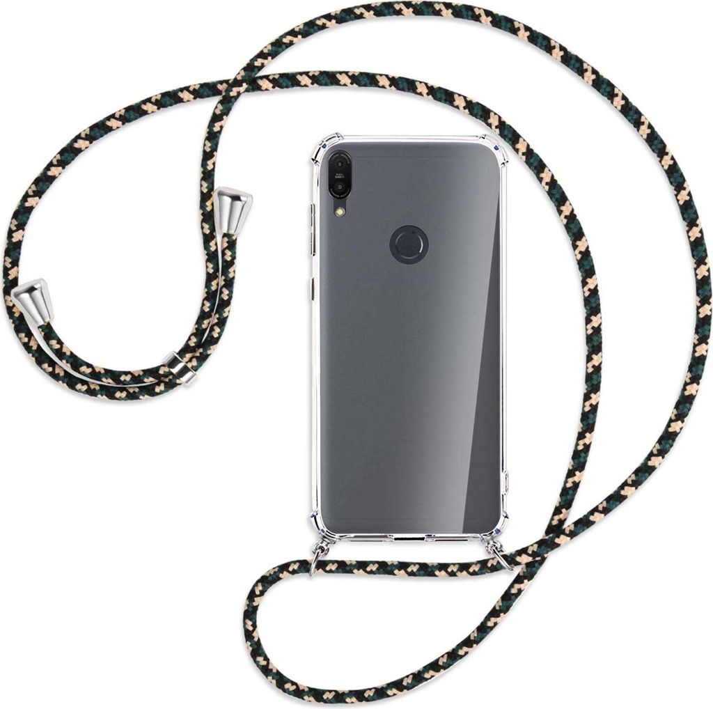 Handykette Backcover-Schutzhülle mit Band (Metall silberfarben) für Asus Zenfone Max M2 - camouflage