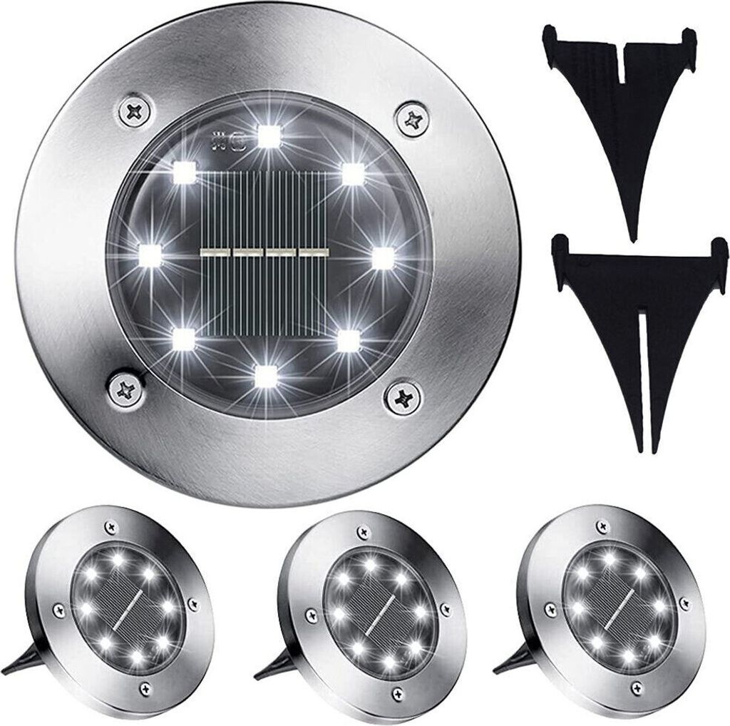 4er LED Solarleuchte Solarlampe Bodenstrahler 8Leds Außen Produktbild 