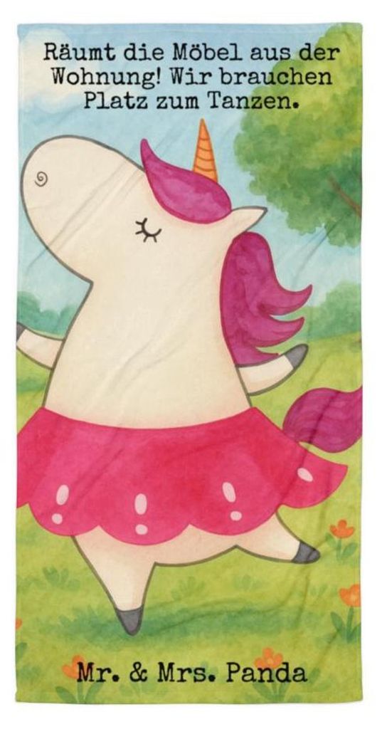 Mr. & Mrs. Panda Strandtuch Einhorn Ballerina Design - Weiß - Geschenk, Handtuch, Party, Reisehandtuch, Badehandtuch, Wohnung, Einhörner, Unicorn...