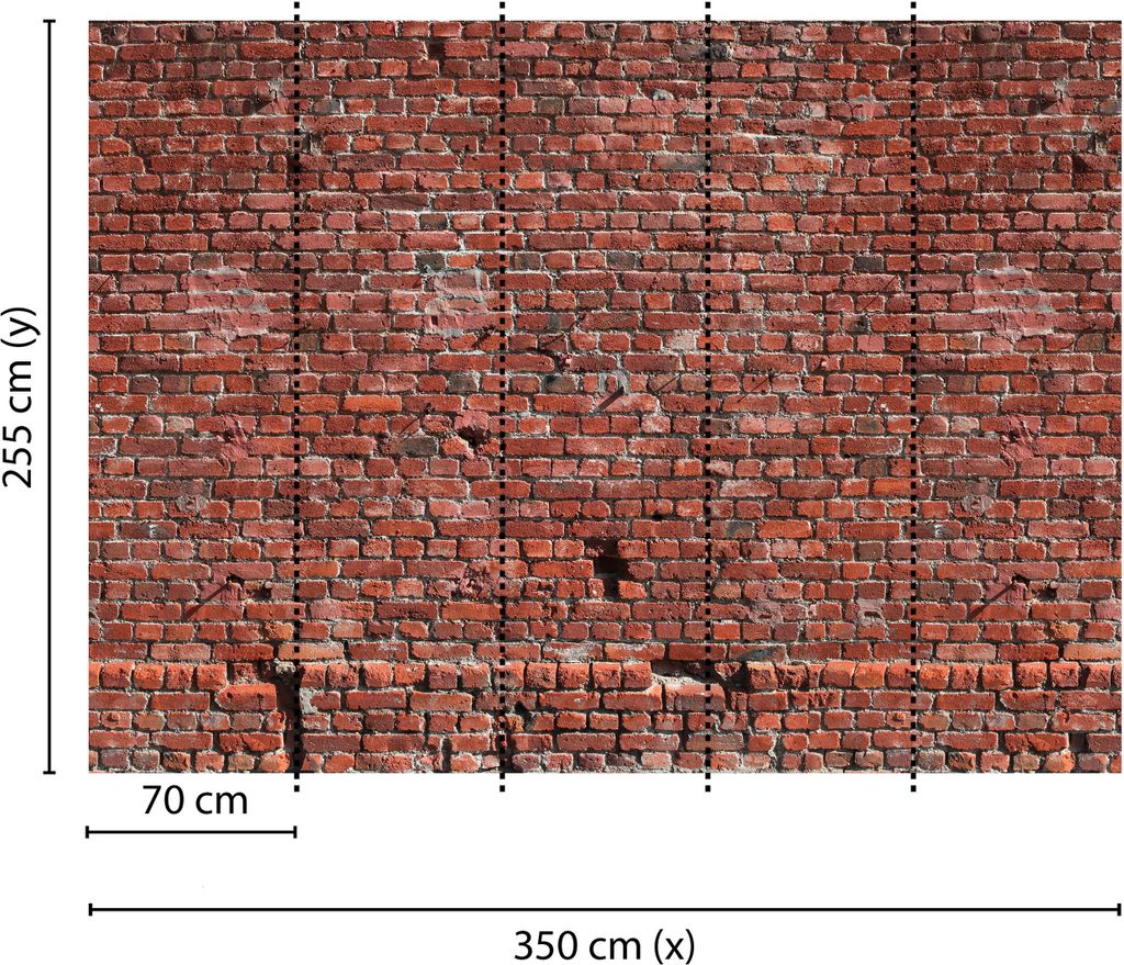 Tadessi Fototapete | Steinoptik | 3.50 m x 2.55 m | Braun | Rot | Wandbild | Digitaldruck