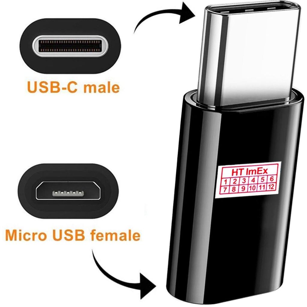 Männlich zu weiblich Micro USB männlich Adapter auf Type C schwarz