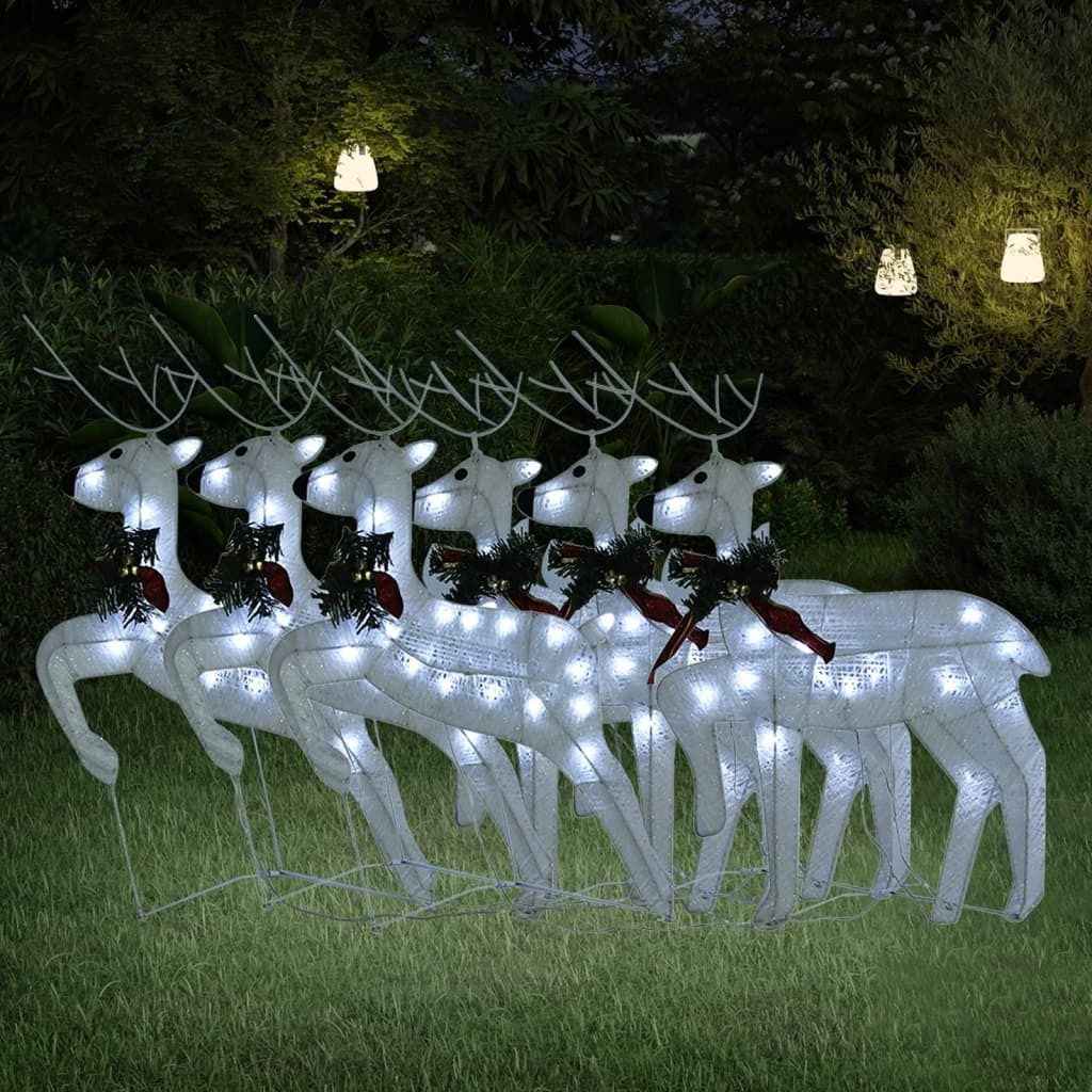 CLORIS LED-Rentiere 6 Stk. Weiß 120 LEDs - Weihnachtsgirlanden 338