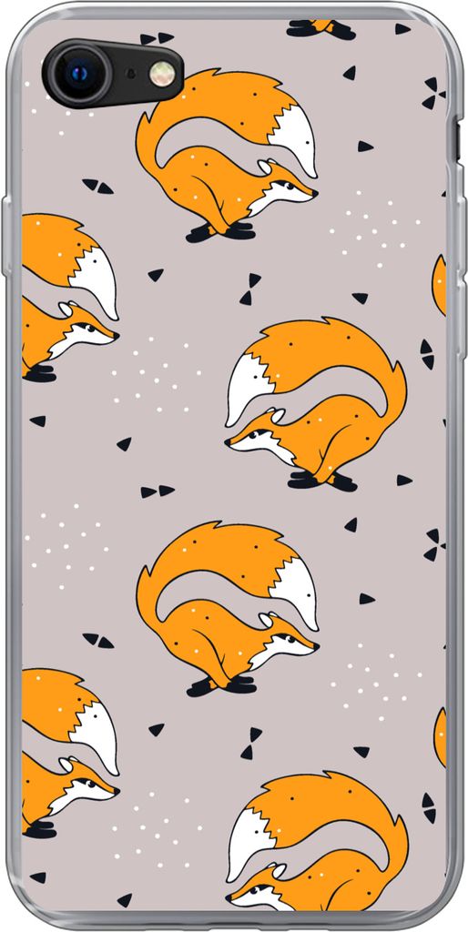 MuchoWow Handyhülle Schutzhülle Hülle für Telefoonhoesje iPhone SE 2020 Mädchen - Fuchs - Tiere - Muster - Mädchen - Kinder - Kinder Siliko...