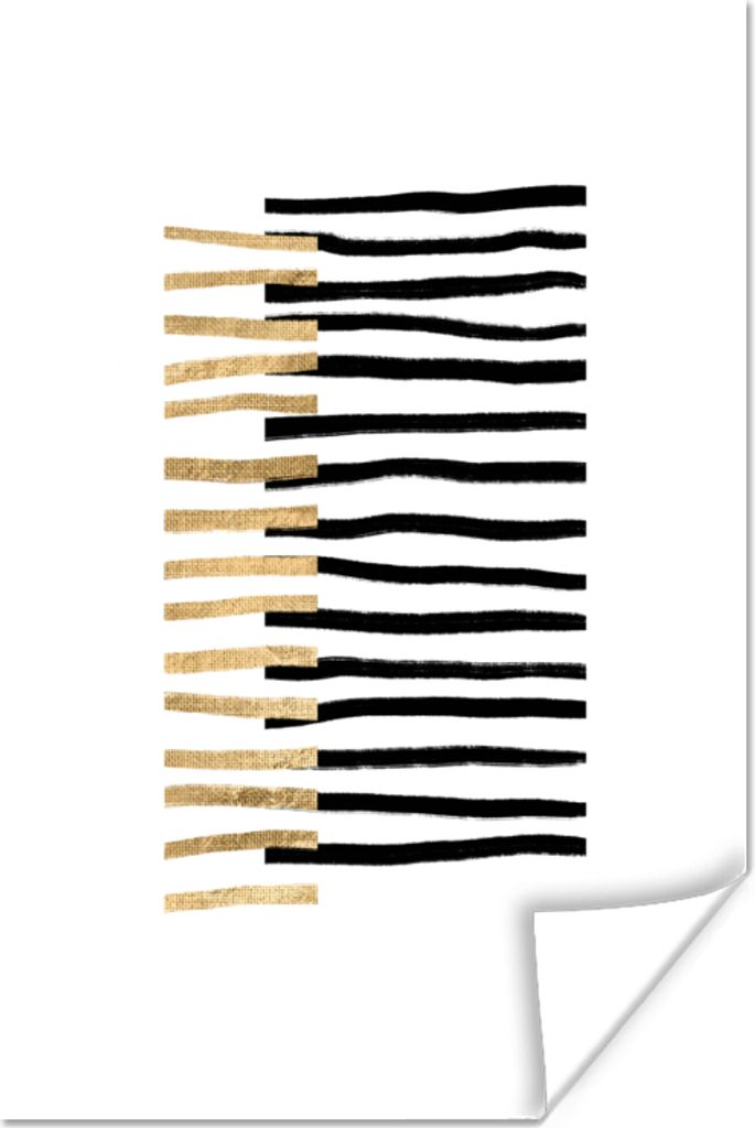 MuchoWow Poster Linie - Gold - Gestaltung 60x90 cm - Wanddekoration