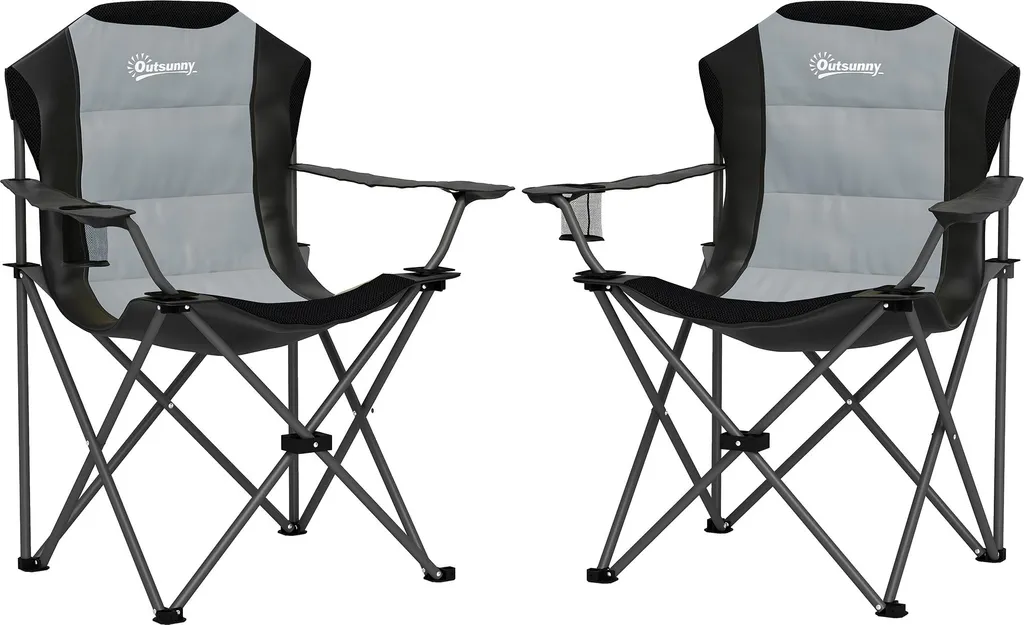Chaise de camping dossier haut lot de 2 robuste 120kg pour éviter mal de dos