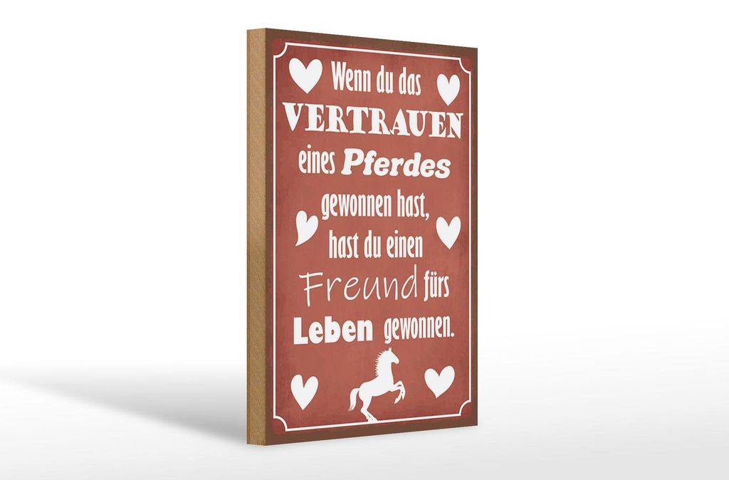 Holzschild Spruch 20x30cm Vertrauen eines Pferdes Freund