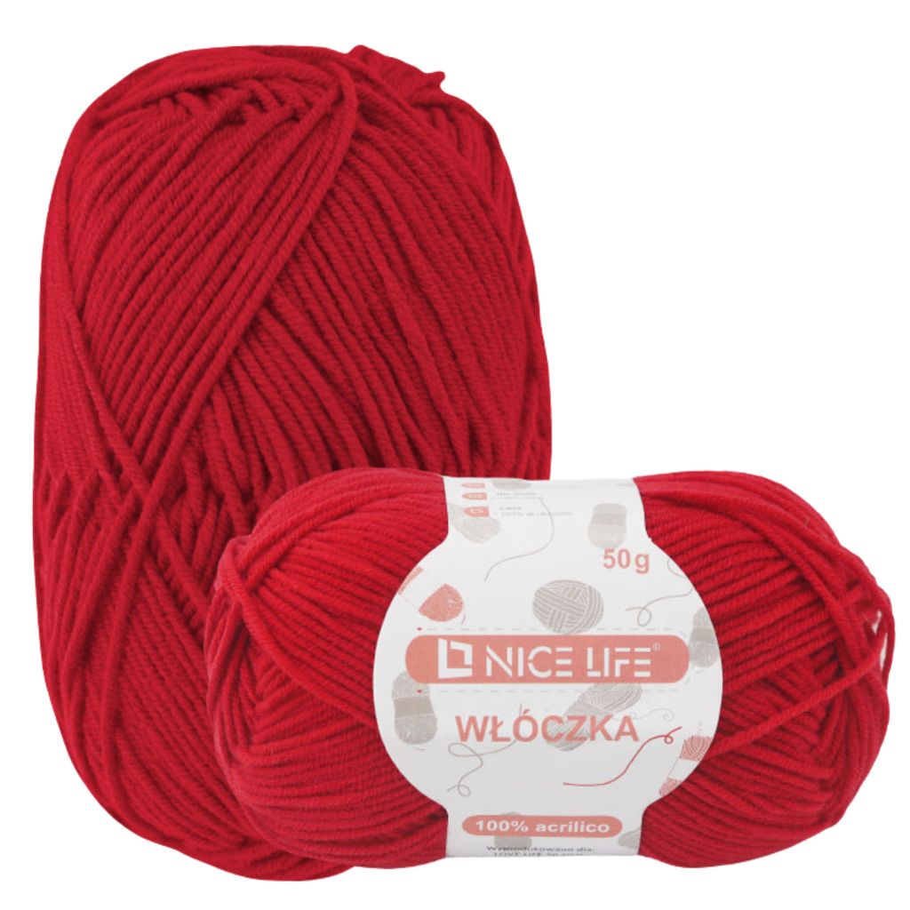 Bastelmaterial, Wolle, Handarbeitsgarn ROT Nice Life, 100% Polyacryl, 50g Strang