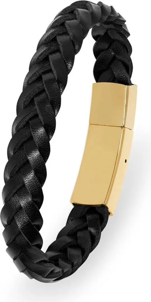 Accessoire de mode : Bracelet cuir et or 23 cm pour tenue de soirée