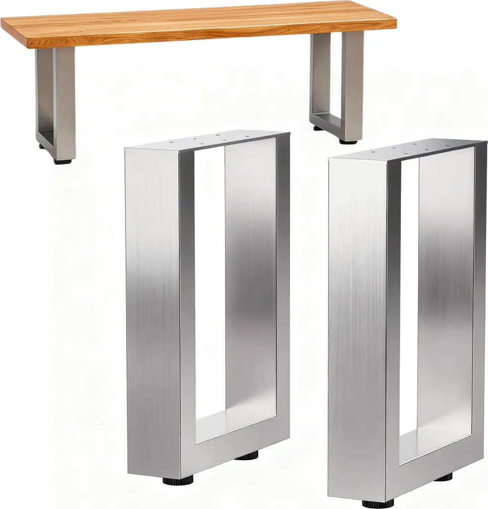 DanDiBo 96674 Lot de 2 Piètements de Banc en Acier Inoxydable 43x40 cm