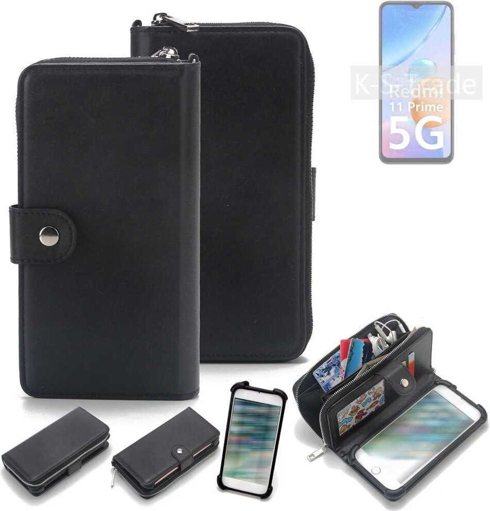 K-S-Trade 2in1 Handyhülle Schutzhülle kompatibel mit Xiaomi Redmi 11 Prime 5G & Portemonnee Cover Handy Hülle Case Etui Geldbörse Wallet