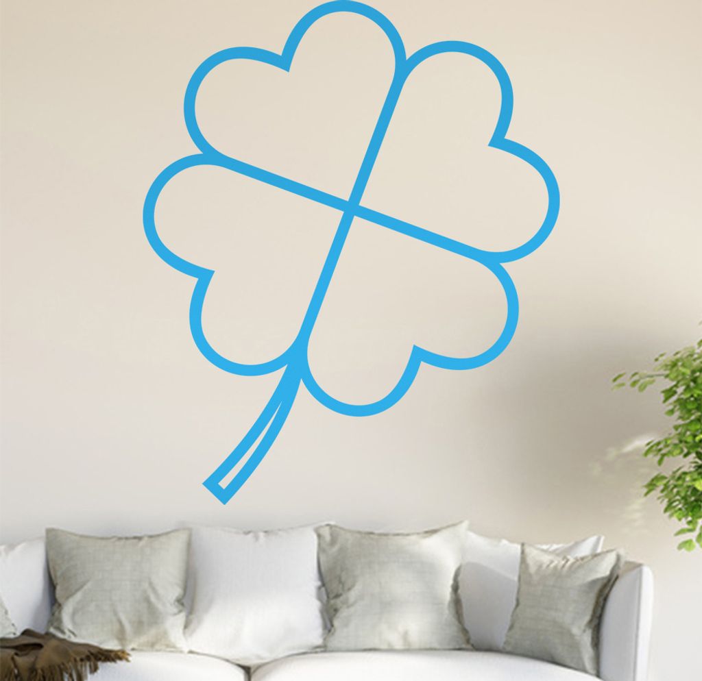 Kleeblatt Wandtattoo in 6 Größen - Wandaufkleber Wall Sticker - Dekoration, Küche, Wohnzimmer, Schlafzimmer, Badezimmer
