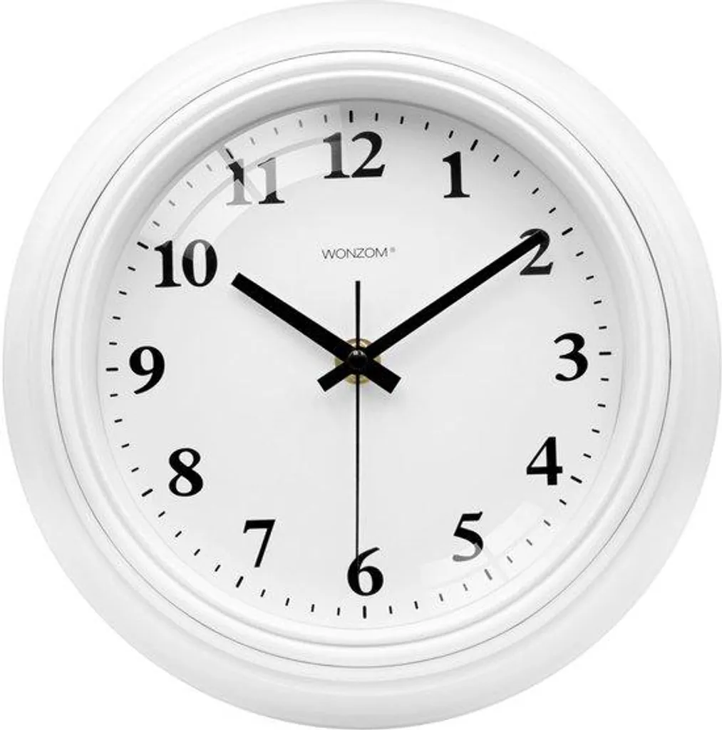 Horloge murale blanche 23 cm à quartz avec cadran lisible et épuré