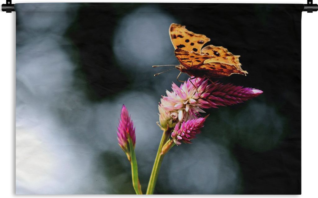 MuchoWow Wandteppich Wandbehang Schmetterling - Blumen - Insekten 90x60 cm Tapisserie Dekoration Wandtuch - Wandskulpturen - Bildteppich