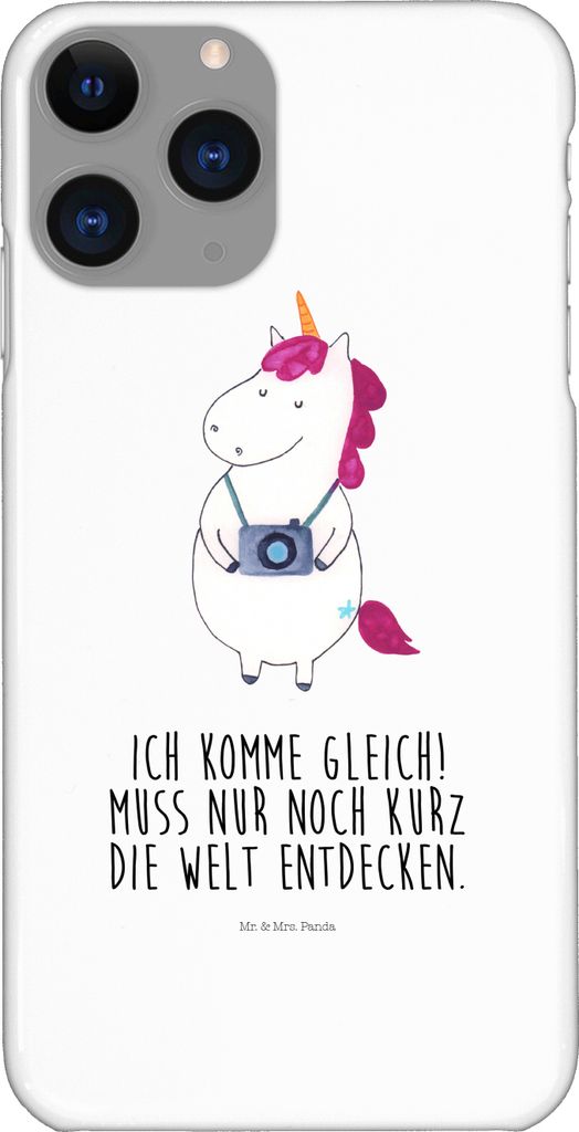 Mr. & Mrs. Panda Iphone 11 Pro Handyhülle Einhorn Fotograf - Weiß - Geschenk, Reise, Premium Kunststoff, Kamera, Handy Case, Urlaub, Unicorn, Ein...