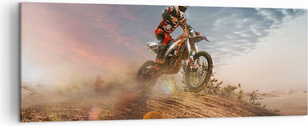 Bild auf Leinwand - Leinwandbild - Motor Reiten Helm - 140x50cm - Wand Bild - Wanddeko - Wandbilder - Leinwanddruck - Bilder - Kunstdruck - Wanddek...