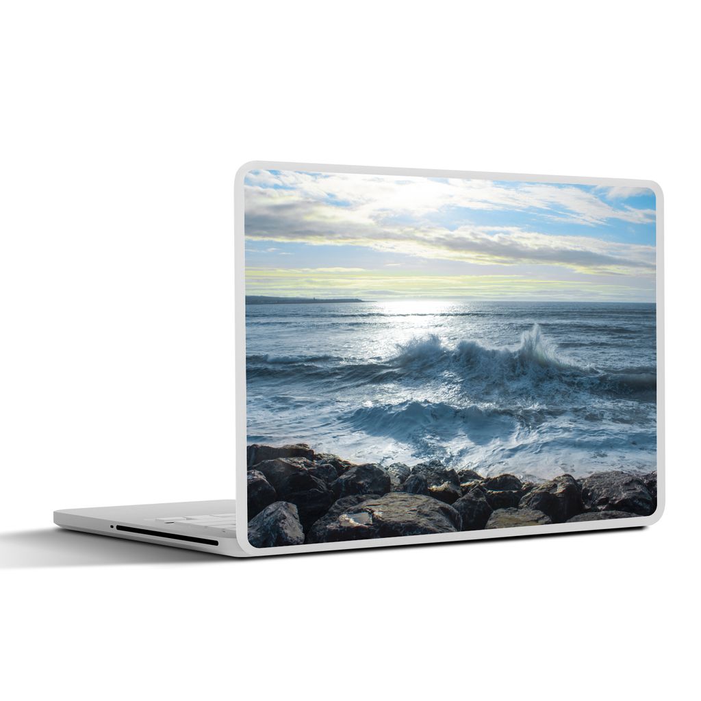 MuchoWow Laptop Aufkleber Sticker Cover Meer - Steine - Sonne 36.5x27.5 cm - Laptop-Sticker