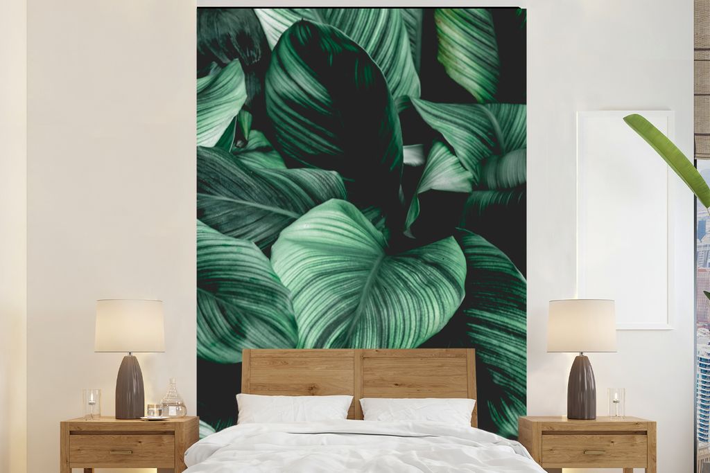 MuchoWow Fototapete für Wohnzimmer oder Schlafzimmer Wandtapete Vinyl Motivtapete Dschungel - Blätter - Tropisch - Pflanzen - Natur - 200x300 c...