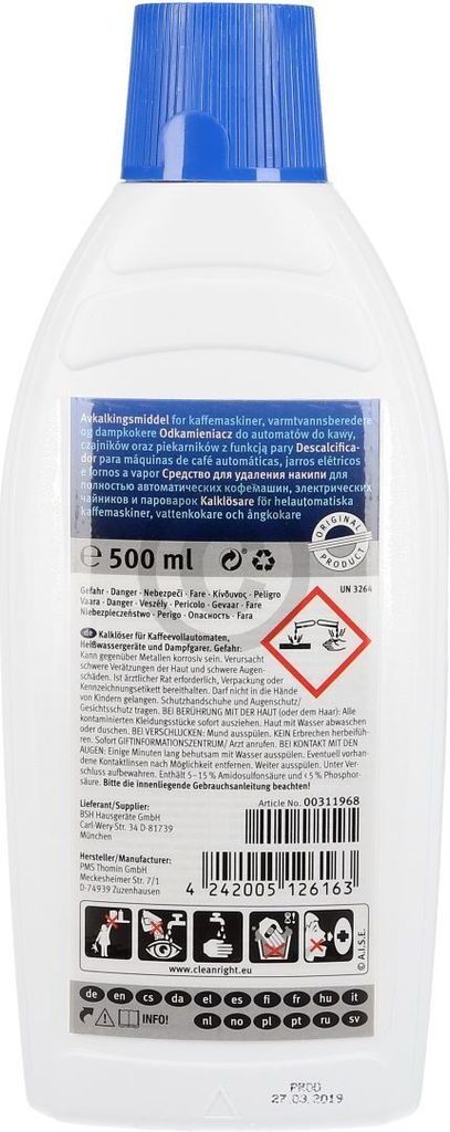 BOSCH Bosch Siemens Entkalker Kalklöser, Flüssig 500ml Entkalker