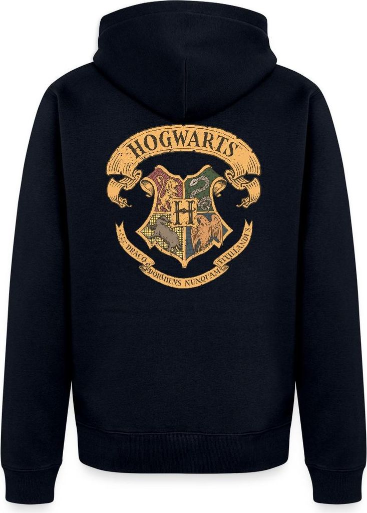 Spreadshirt Harry Potter Hogwarts Wappen Kapuzenjacke Herren, XL, Navy
