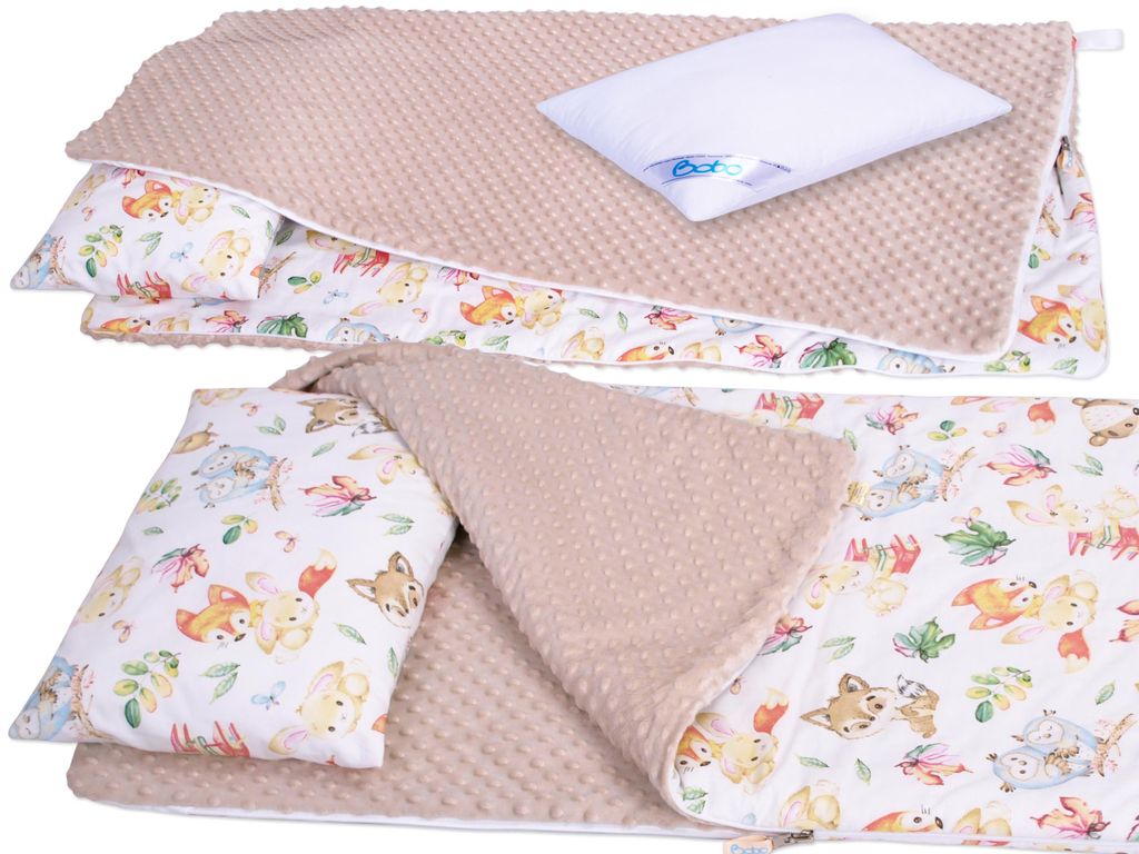 Babyschlafsack für den Kindergarten, Kinderschlafsack BOBO Baumwolle/Minky, 120x60 cm - Märchentiere