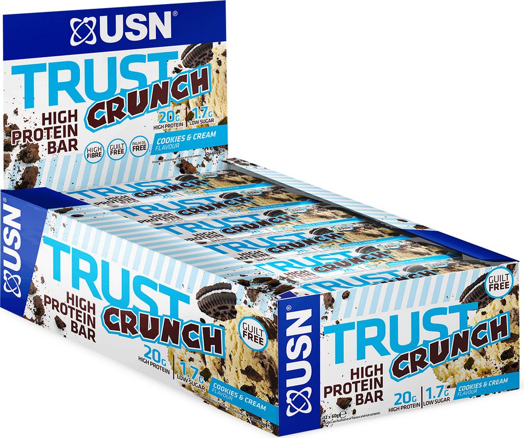 USN Trust Crunch Bars (12x60g) Cookies & Cream - Riegel - Produktbild 