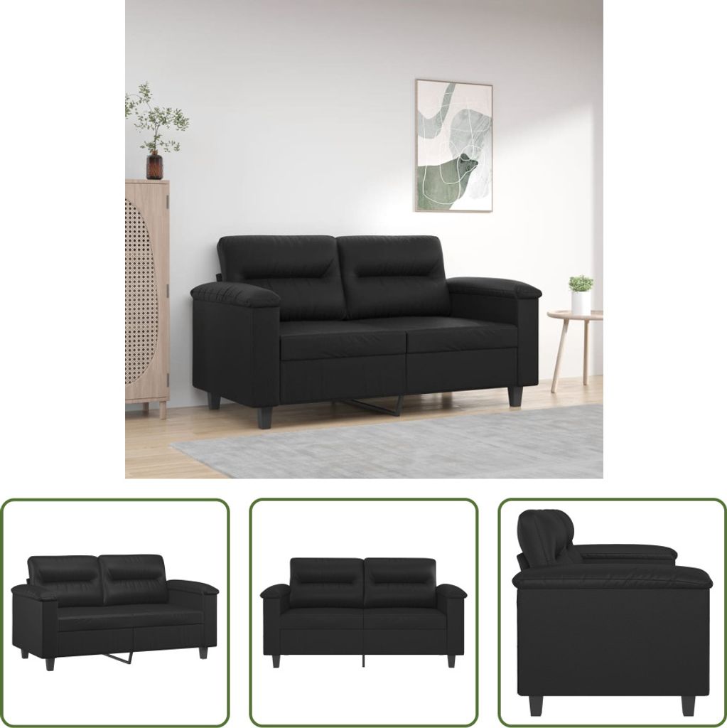 The Living Store Canapé 2 places noir 120 cm similicuir Image du produit 